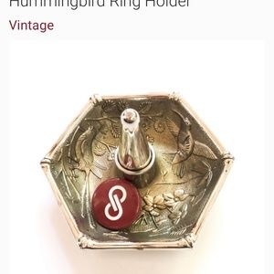 Godinger silver plated ring keeper with intricate floral & hummingbird designs .